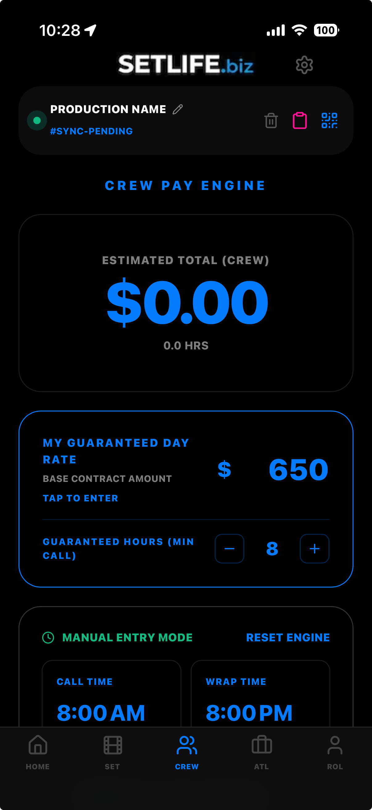 Crew Screen